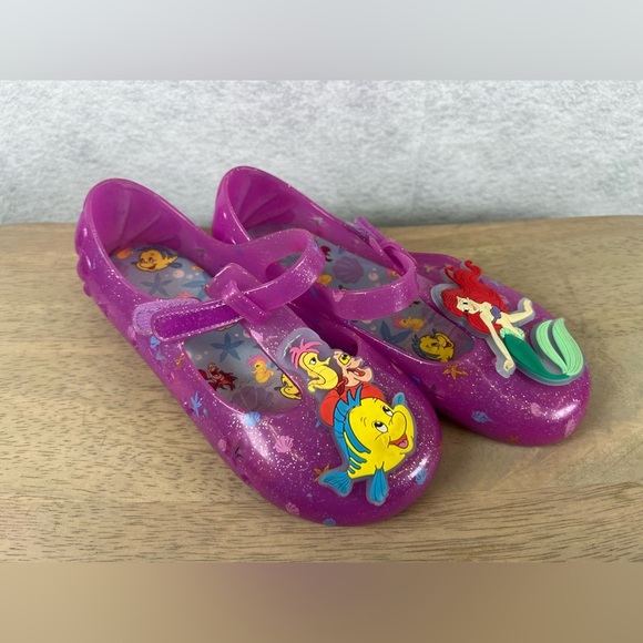 Disney Other - Disney Ariel‎ Jelly Sandals Little Mermaid Flat With Strap Girl's Size 12